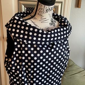 Cute polkadot cotton cocktail sheath. Cowl neck.